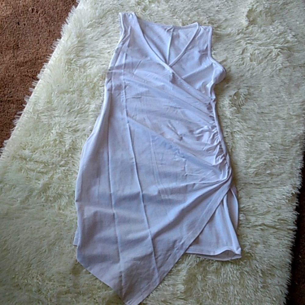 White asymmetrical bodycon tank dress